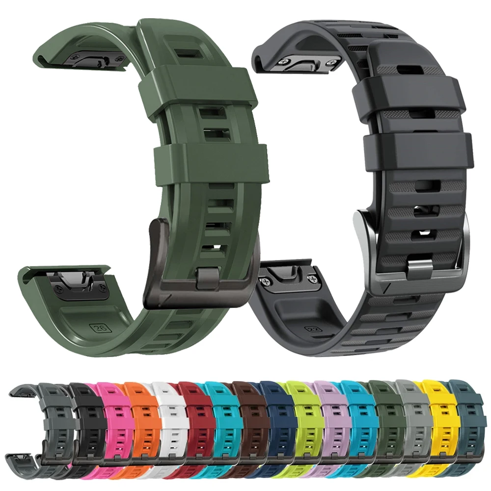 26 22mm Silicone Strap For Garmin Fenix 7 7X 6X 6Pro 5X Plus 3/965/955/EPIX /Enduro 2 /Tactix 7 Pro Smart Watch Band Wristbands