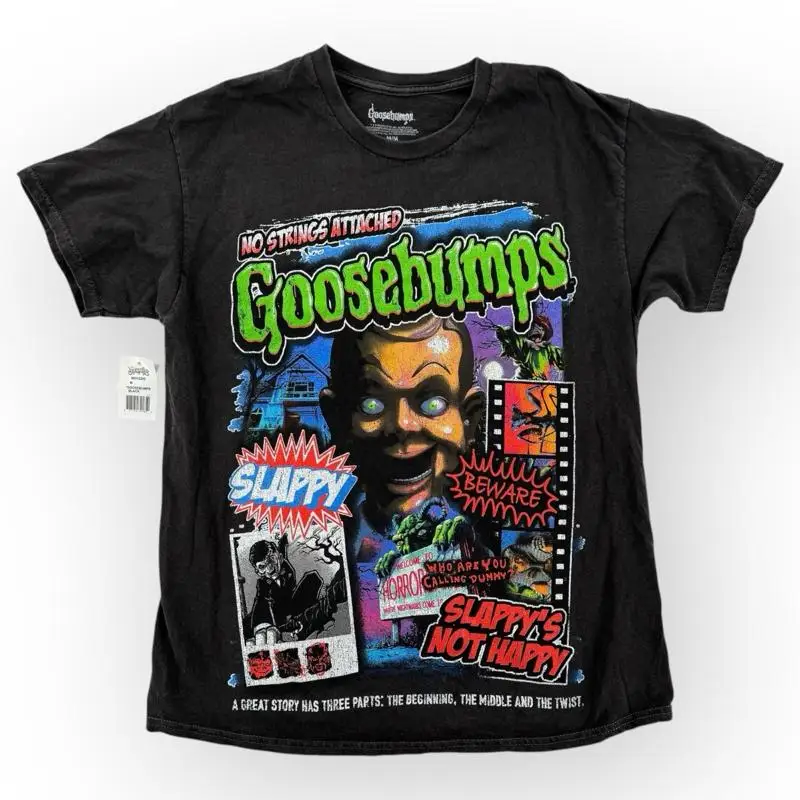 

Рубашка «Мурашки по коже», мужская средняя черная футболка с рисунком Slappy Horror 90-х годов, ретро NWT