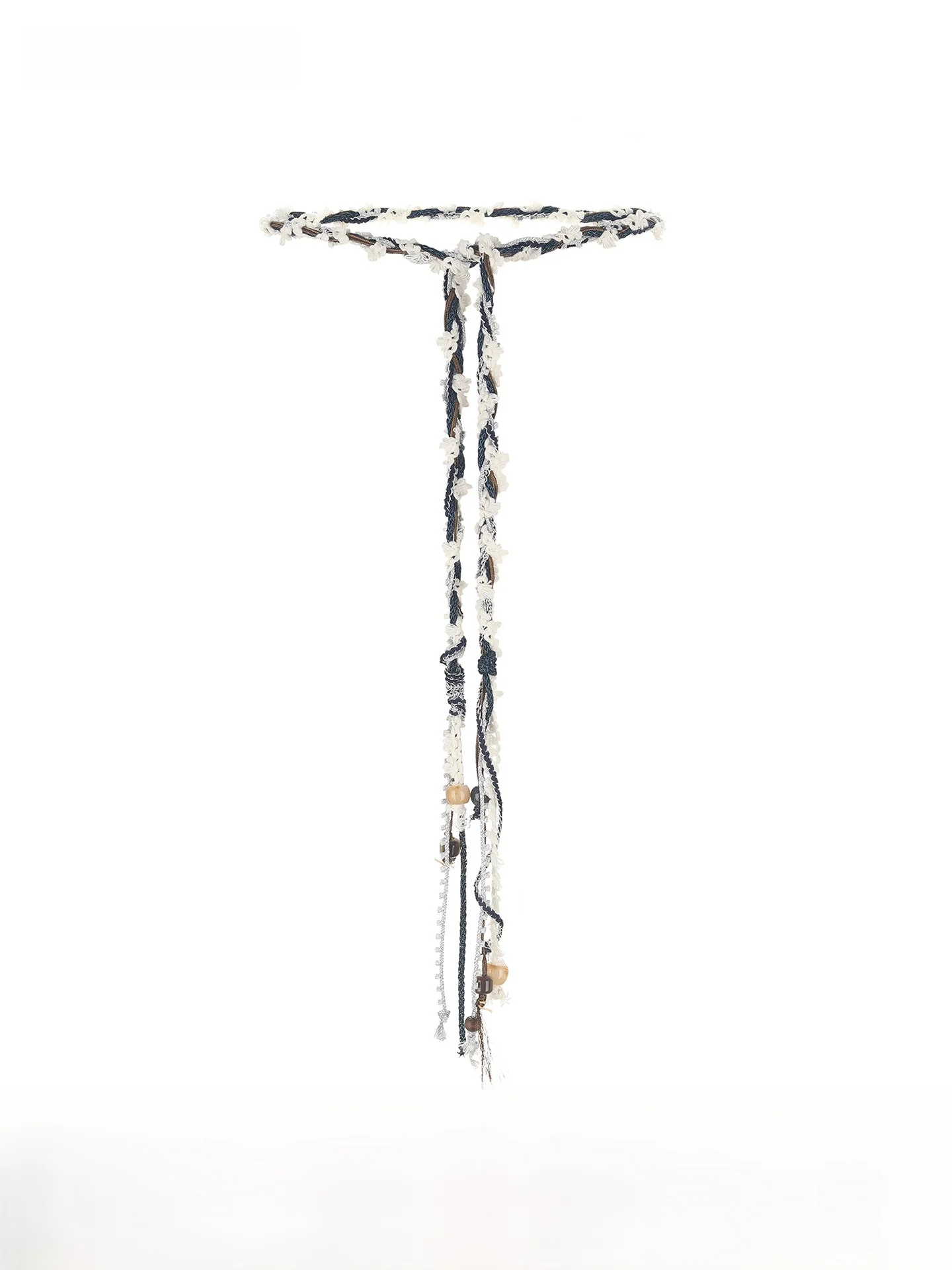 手織りブルーオーシャンウェーブウエストコード-2026-春の新しいホリデースタイルの女性用アクセサリーシンプルな多用途ベルト-t-クリップバックル