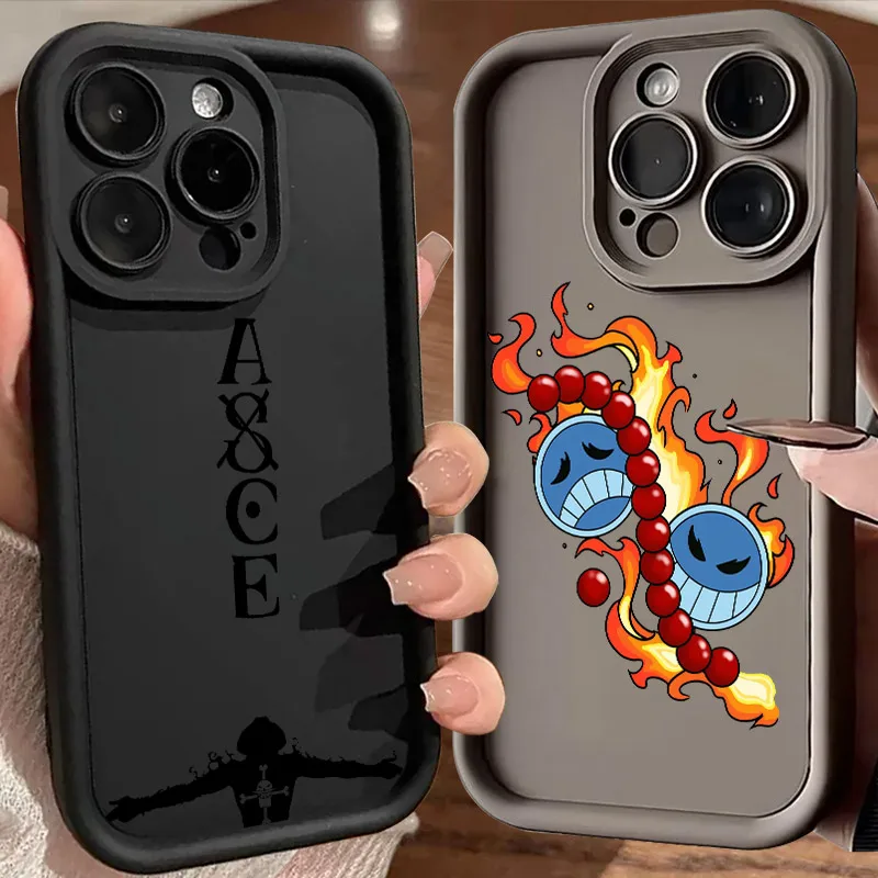 Ones Pieces Anime Ace Fire Soft Silicone Case For iPhone 17 11 15 16 13 Pro Max 14 Plus 12 Pro 16E 17AIR Shockproof Phone Cover