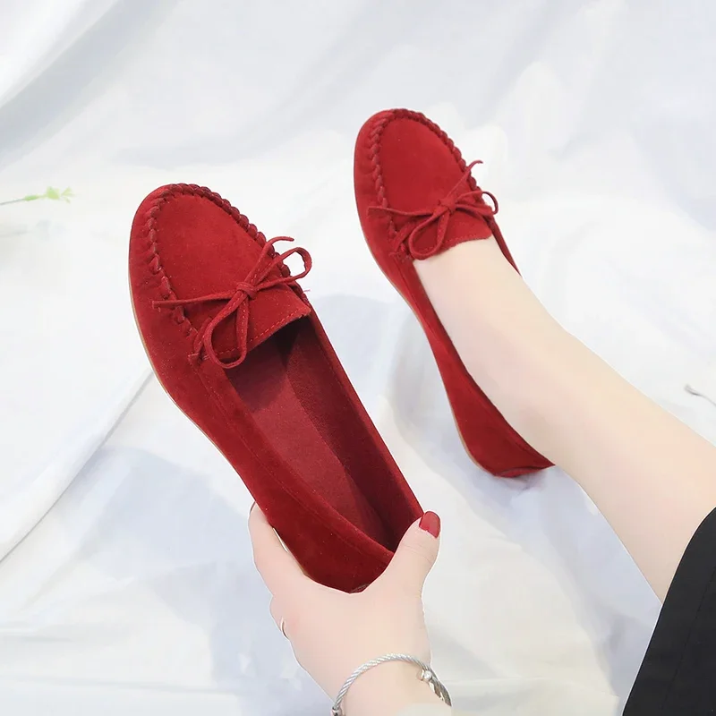 Modische Damen-Slipper mit Rundzehe und Schleife, Weiche Sohle, Slip-On Mokassins, Tägliche Freizeitschuhe – Detail 19