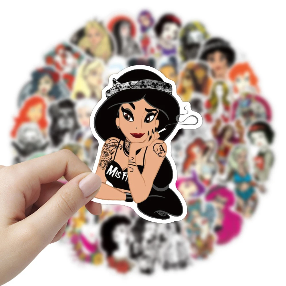 10/30/50pcs Anime Girls Princess Tattoos Stickers Cool Graffiti Body Arms Skateboard Laptop Waterproof Artsy Goth Decals Packs