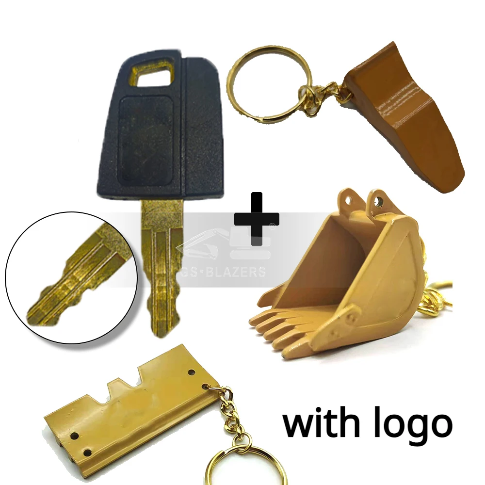 

5P8500 Ignition Key with Bucket Key Chain Excavator Heavy Equipment Keychain F0002