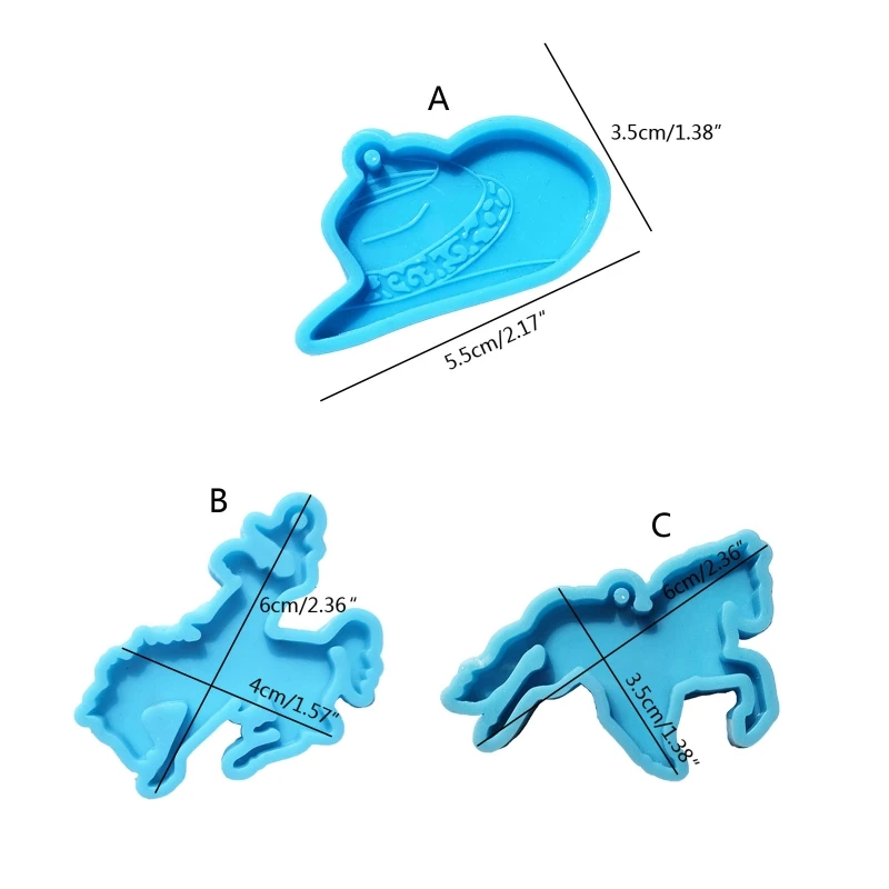 DIY Horse Riding Cowboy Hat Silicone Epoxy Mold DIY Keychain Pendant Jewelry Crafting Mould for Valentine Love Gift