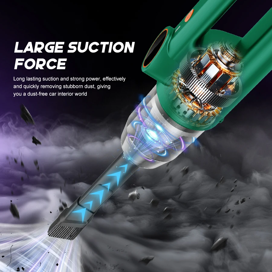 Aspirapolvere per auto 11000PA Aspirapolvere portatile senza fili portatile ad aspirazione forte con multi-ugelli per animali domestici per auto