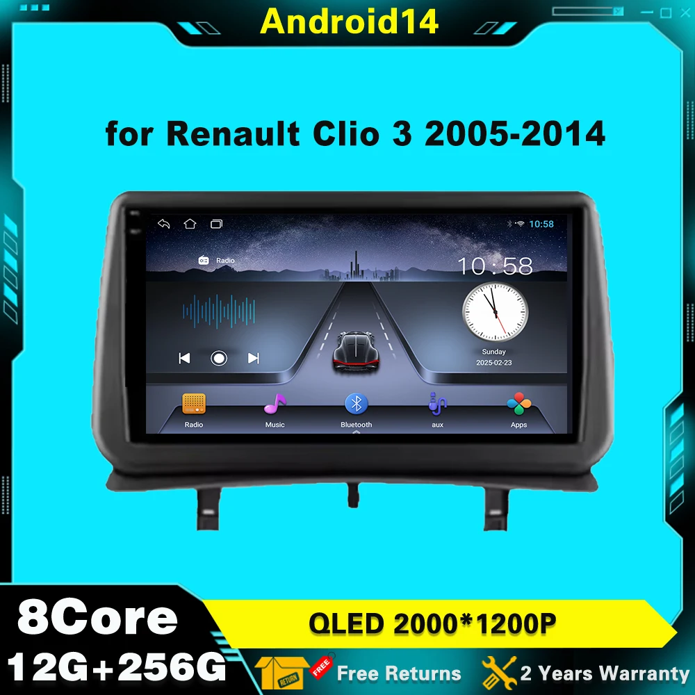

Android 14 GPS WIFI Car Radio Multimidia CarPlay for Renault Clio 3 2005-2014 Android Auto NO 2din Car Intelligent Systems