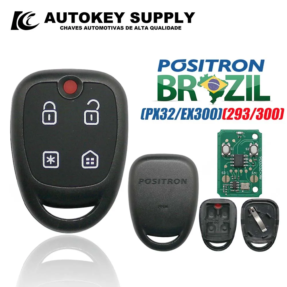 Autokeysupply AKBPCP127AT PXN48 Chave Remota com Alarme, Sistema de 4 Botões, Programação Dupla (293/300) para Positron Flex Brasil