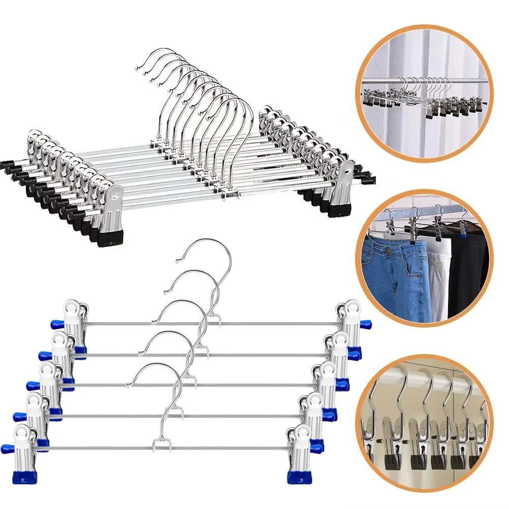5/10 قطعة رفوف السراويل المعدنية أسود/أزرق مقاوم للرياح متعددة الأغراض تنورة رفوف الملابس تجفيف السراويل خزانة كليب المضادة للانزلاق TMZ #1