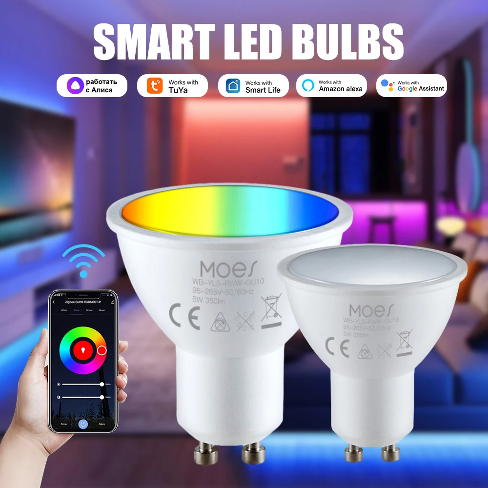 Tuya WIFI chytrý lehký cibule RGB CW 5W GU10 LED cibule chytrý domácí tuya alexa lampa 110V 220V alexa chytrý lampa pro google domácí