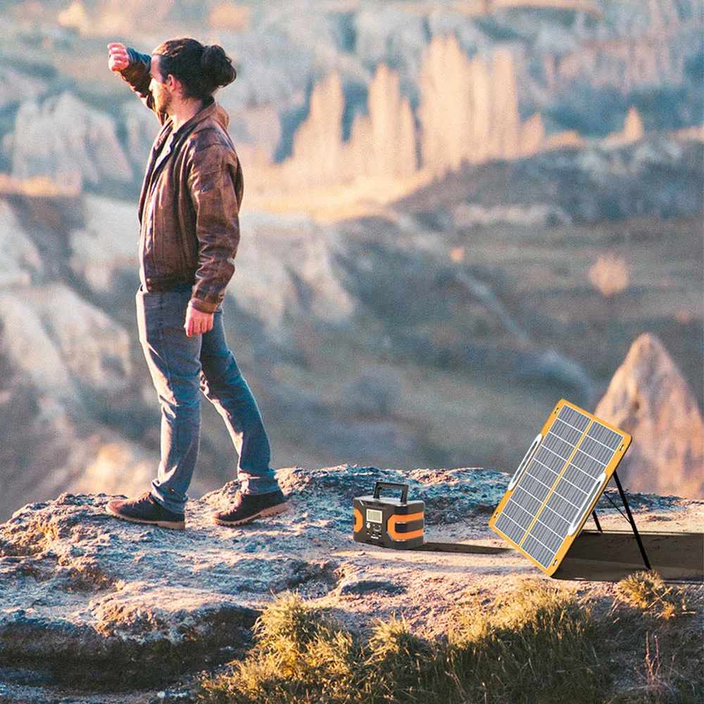 Flashfish TSP18V لوحة شمسية قابلة للطي ، شاحن شمسي محمول مع مخرجات تيار مستمر ، مخرجات USB 2 ، 60 واط