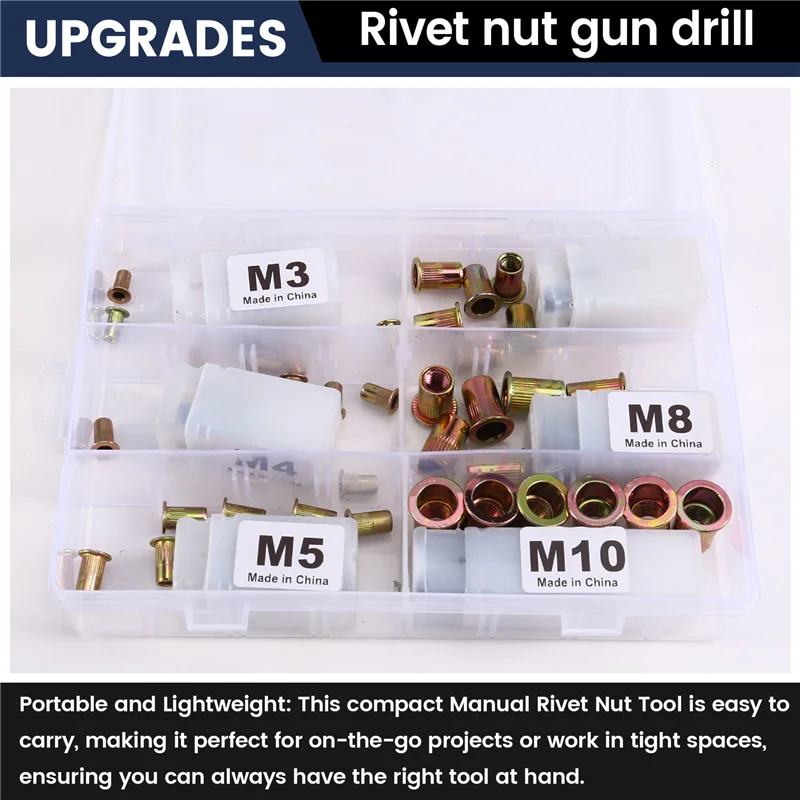 【Hot Selling】Manual Rivet Nut Tool Rivet Nut Gun Drill Adapter Tool Pull Female Head Rivet Tool M3 M4 M5 M6 M8 M10 Rivet Tool