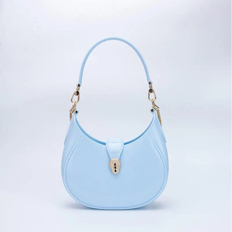 Fashion Women PVC Jelly Bags Shoulder Bags Trend Jiaozi Bao Axillary Bags Leisure Versatile Lady New Moon Package Crossbody Bag