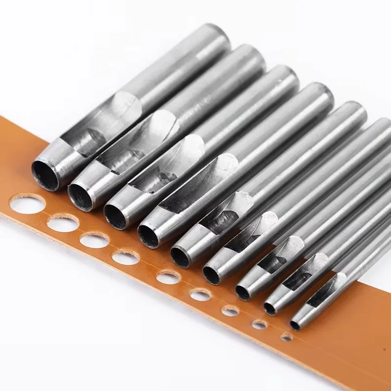 Leather Hollow Punch Set Round Hole Punch Tool 5-15 Pcs Kit Steel DIY Craft Working for Watch Band,Fabric,Plastics,Gasket Belt