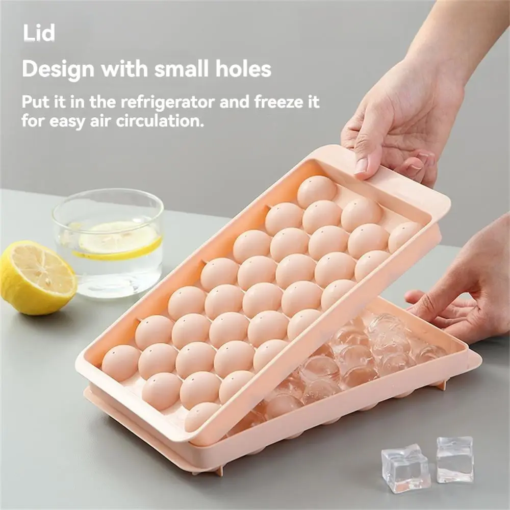 3D Round Ice Cube Tray With Lid Ice Ball Creative Homemade Ice Compartment Ice Cube Model 33 Compartment Ice Ball Box Ice Cream