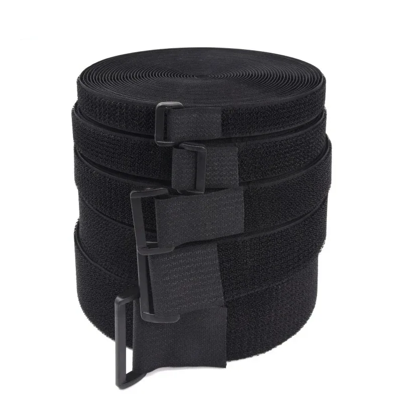 5M Reusable Nylon Hook Loop Fastening Cable Tape Cut-to-Length Self-Adhesive Securing Strap With Buckle For Organizer Or Storage image 6