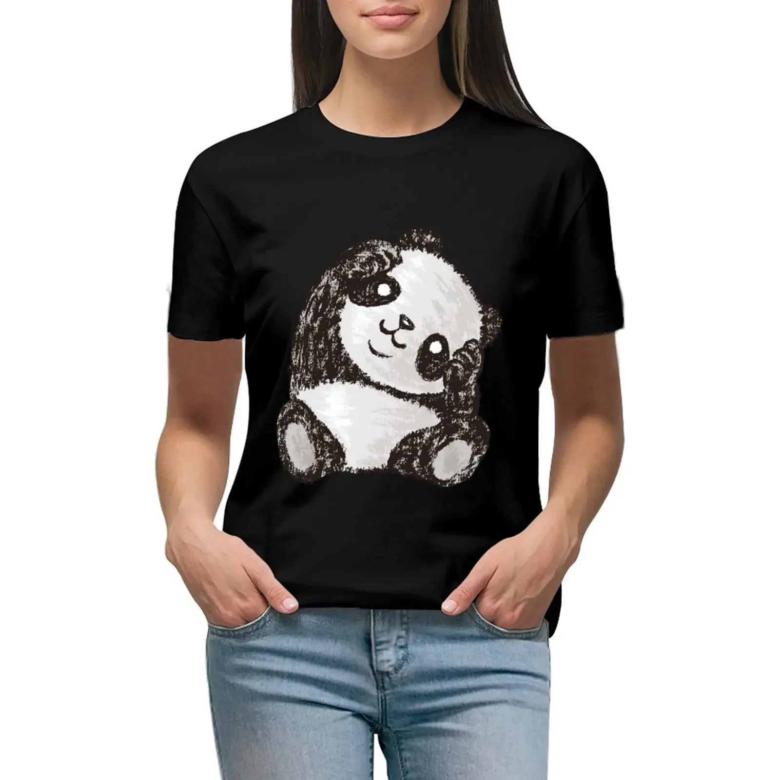 

Cute Panda T-Shirt Aesthetic clothing summer clothes fashion woman blouse 2024