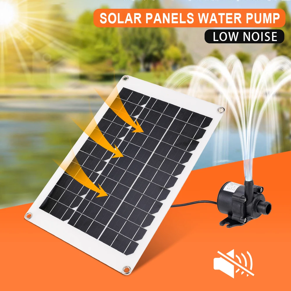 50W Solar Panel Brushless Solar Power Water Pump Set Quiet Submersible Water Sprinkler Pool Pond Garden Fountain Decor