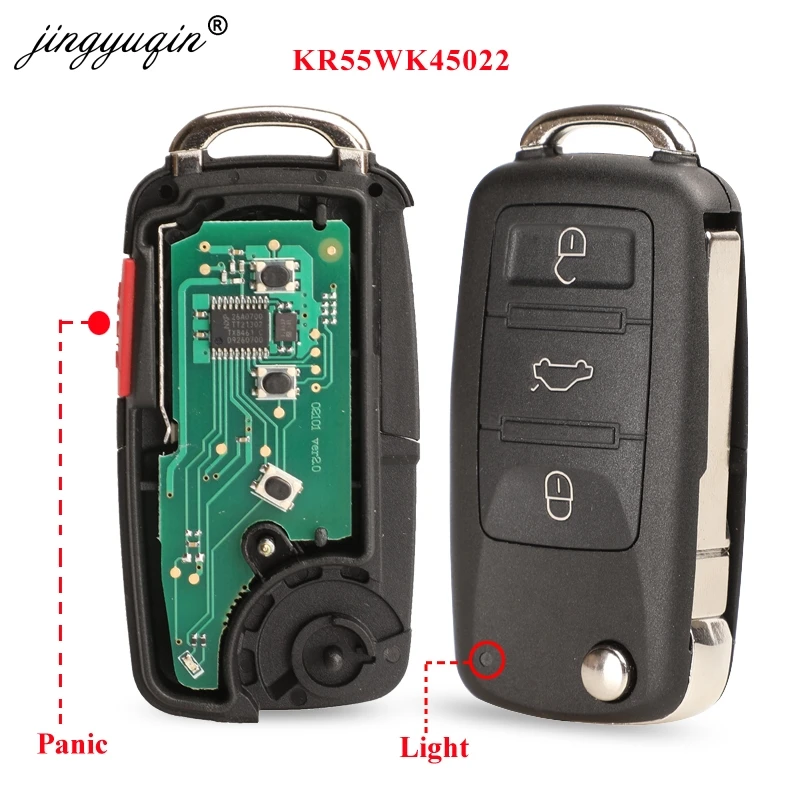 

jingyuqin 10pcs/lot 4 Button Remote Key fob 315MHz 433mhz For VW Fit Volkswagen Phaeton Touareg 2002-2010 with PCF7946 CHIP