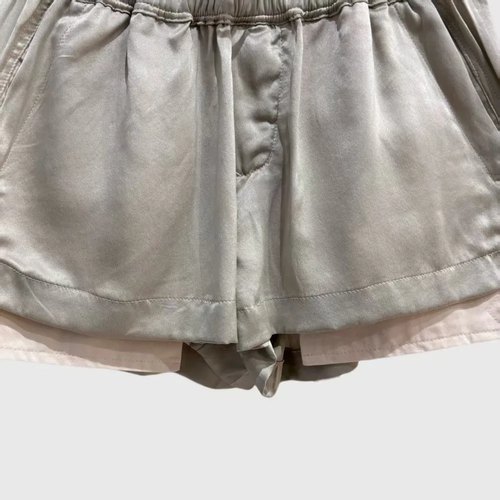 High Street Dark Style Silk Drawstring Shorts Women's Versatile and Eye-catching Leg Length Design Street Style Shorts