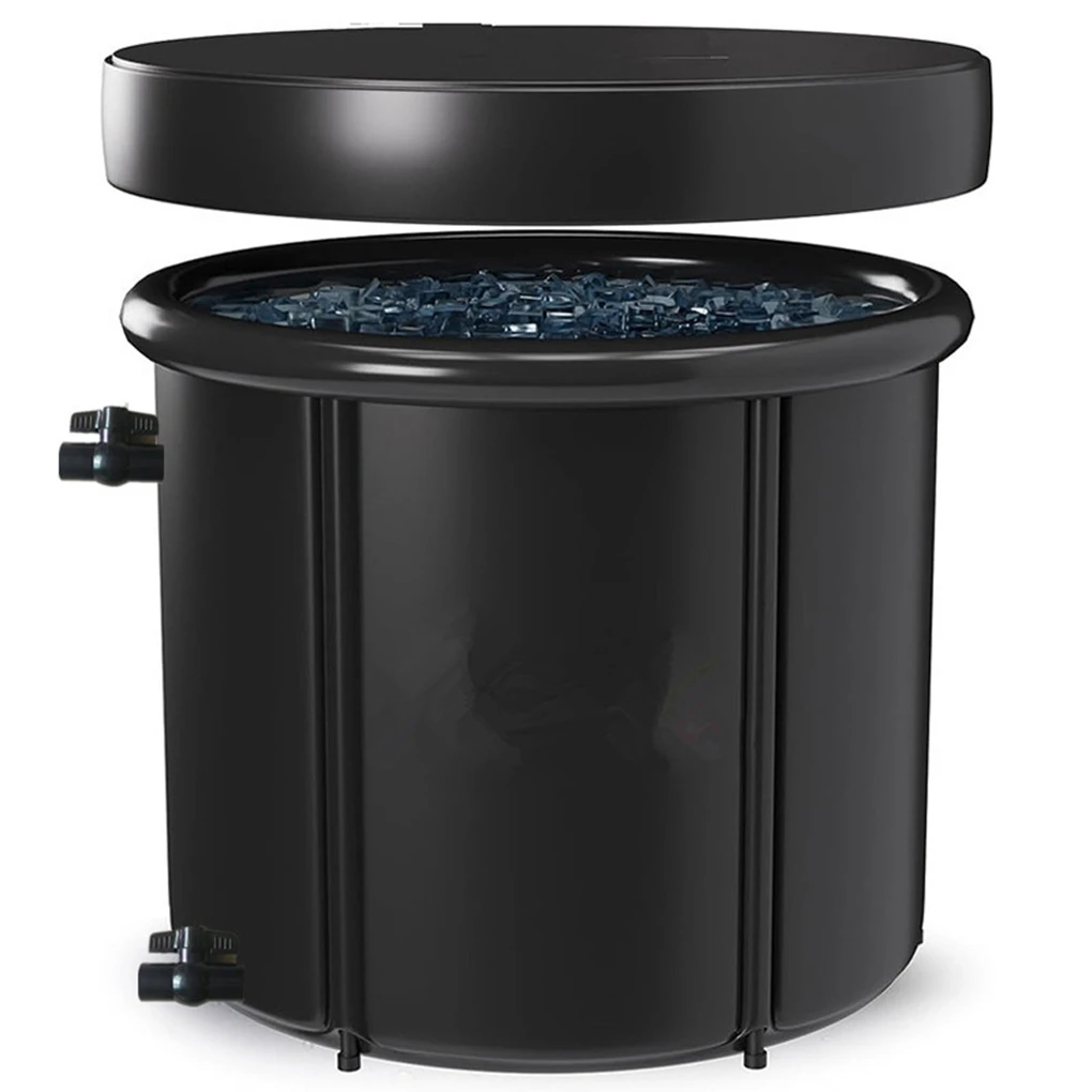 Black Foldable And Portable Ice Bath Bucket For Easy Cleaning Portable Ice Bath Tubs Safe PVC