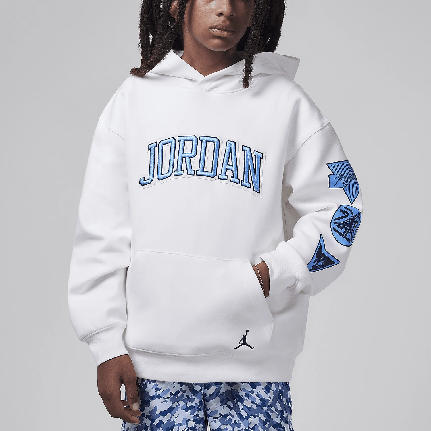 

Nike Originals JORDAN Kids' Loose Fit Casual Leisure Hooded Sweatshirt HV1594-133