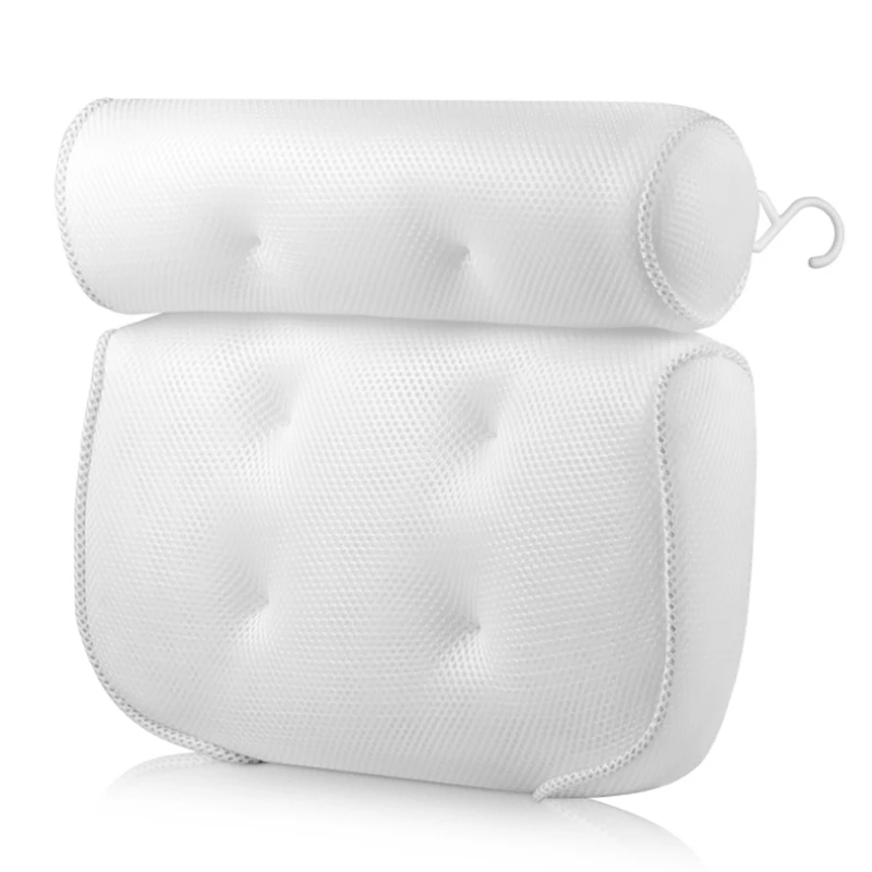 Bathtub Pillow Support Head Pillow Non-Slip Suction Cup Air Mesh Bath Pillow Bathroom Pillow