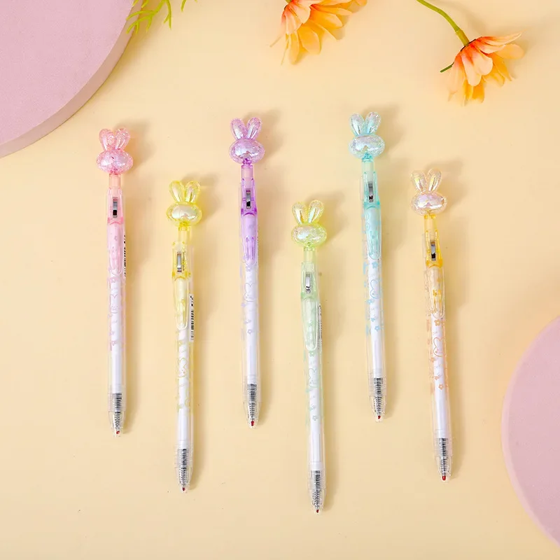 

48 шт., стильная креативная пуговица, нейтральная ручка, студенческая ручка для осмотра, письма, ручка с кристаллами и бриллиантами, кроликом, животным, ручка на водной основе