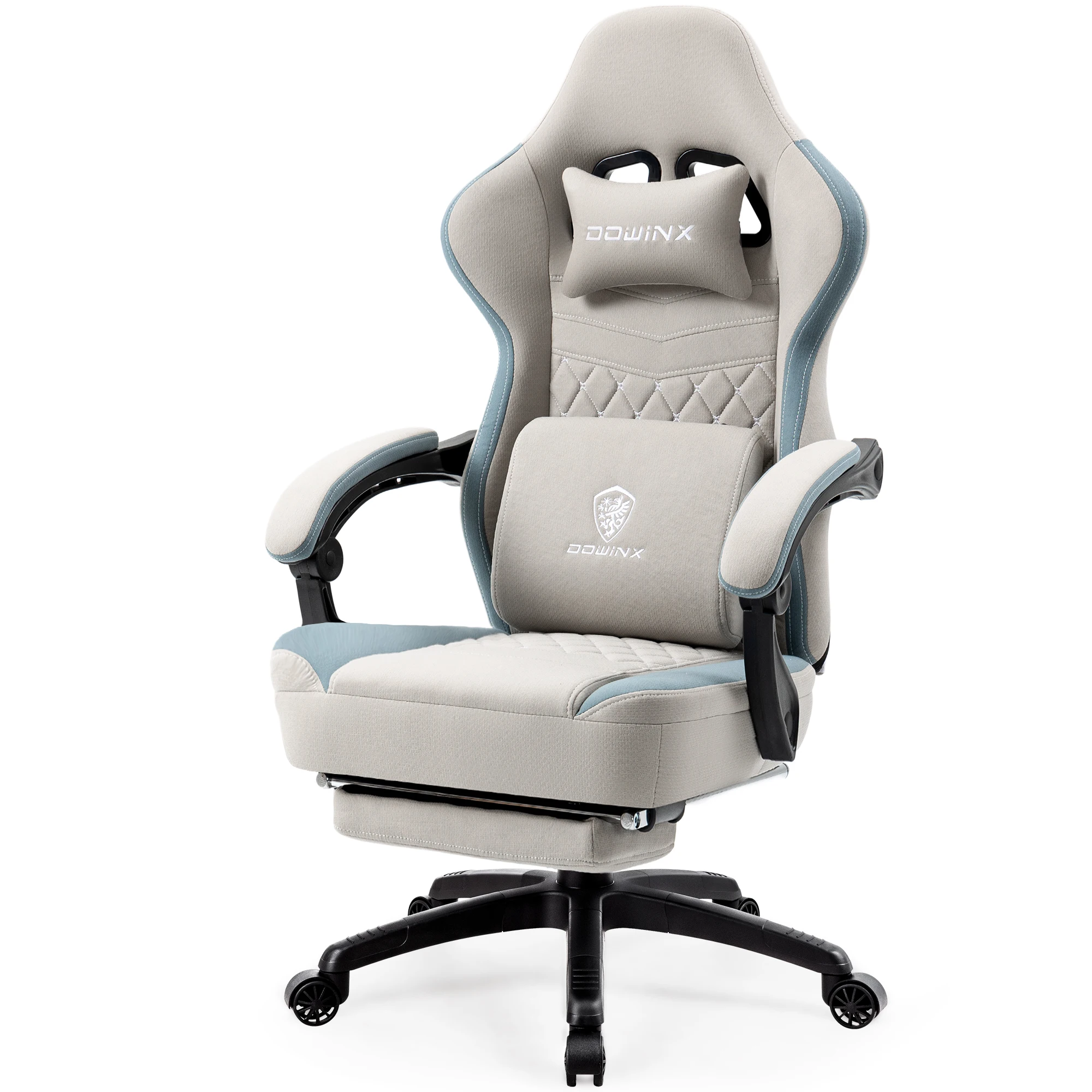 Dowinx Gaming Chair Breathable Fabric Computer Chair with Pocket Spring Cushion, Office Chair with Gel Pad and Storage Bag