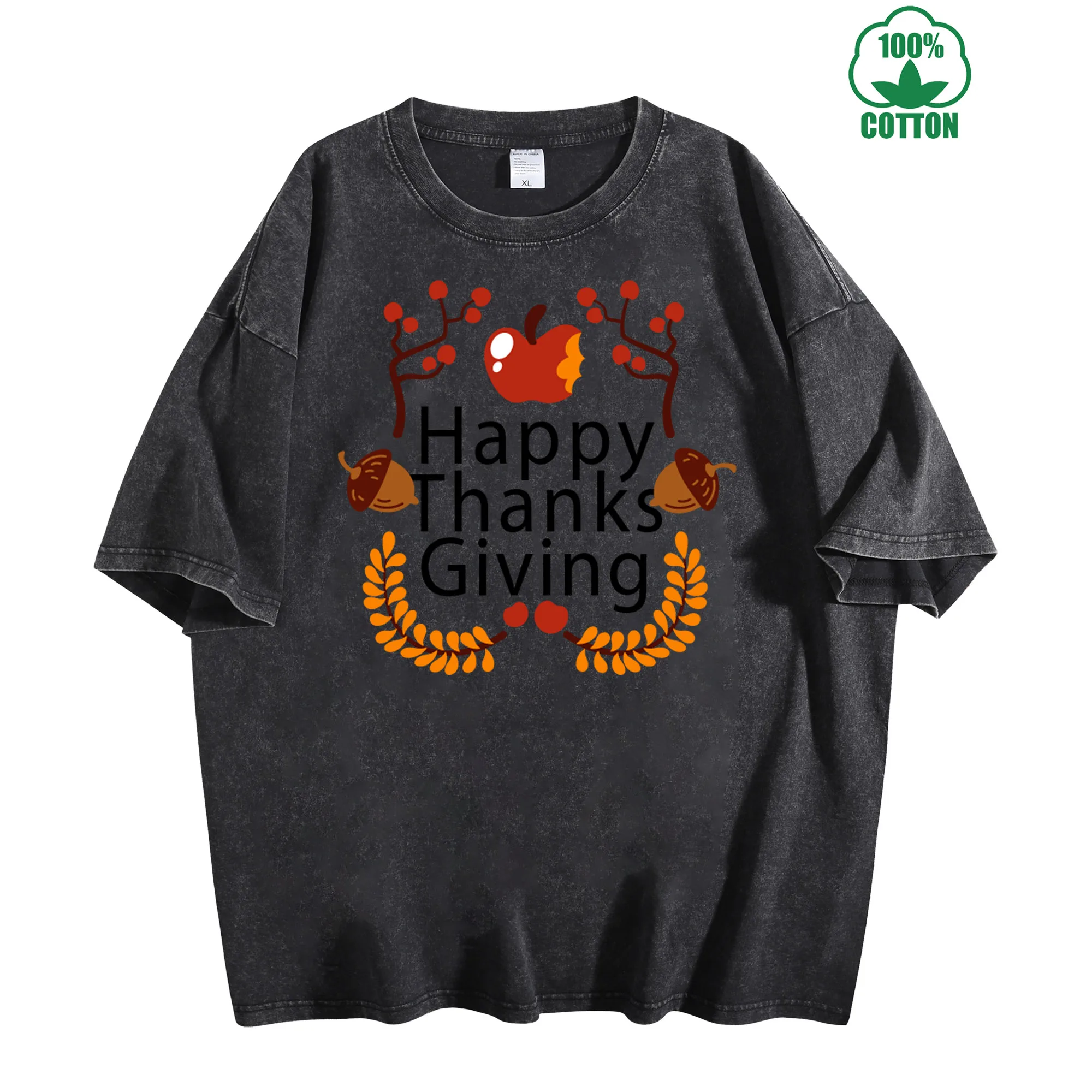 

Thanksgiving Vintage Washed T-Shirt 230g 100% Cotton Unisex Comfortable Oversized Streetwear
