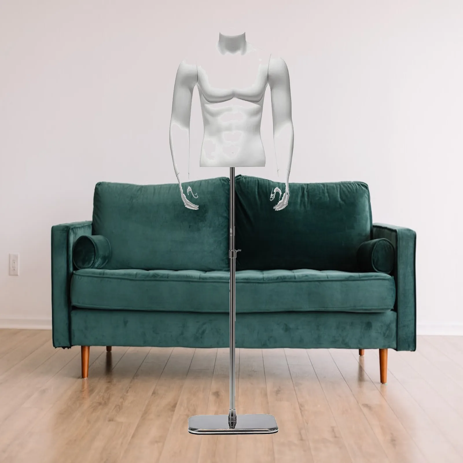 Durable Fiberglass Men Mannequin Form with Adjustable Support Pole for Garment Display in Professional Shop Window