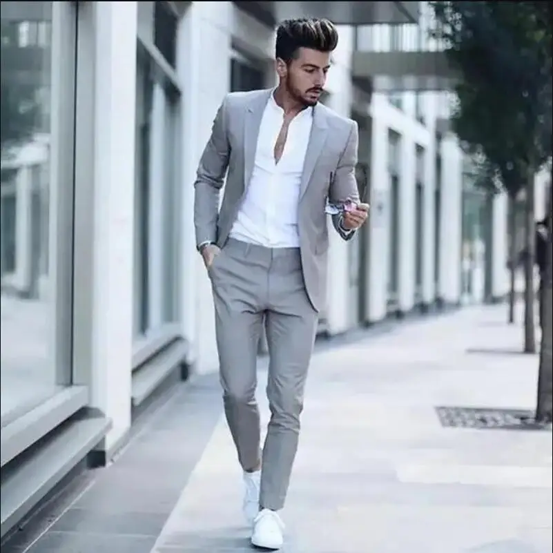 Casual Business Men Suits for Wedding 2 Piece Suit Male Groom Tuxedos Slim Fit Business Peak Lapel Terno Masculino Costume Homme