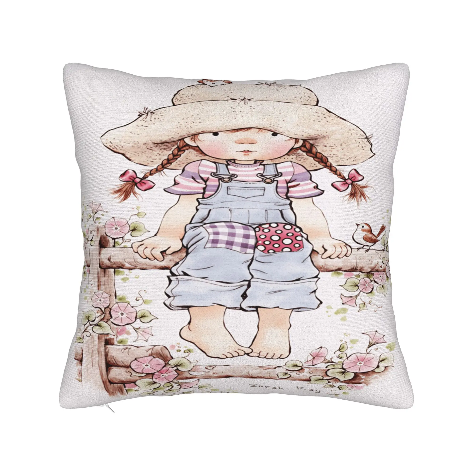 Pillow Case Art Sarah Kay Swing Girl Comfy  Pillow Cover For Sofa Bedroom Home Decor Kawaii Pillowcases