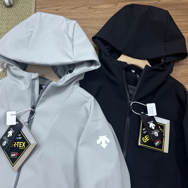 Windproof and splash proof jacket soft shell men's jacket standing collar long sleeved jacket 2026 autumn new item DESCENTE