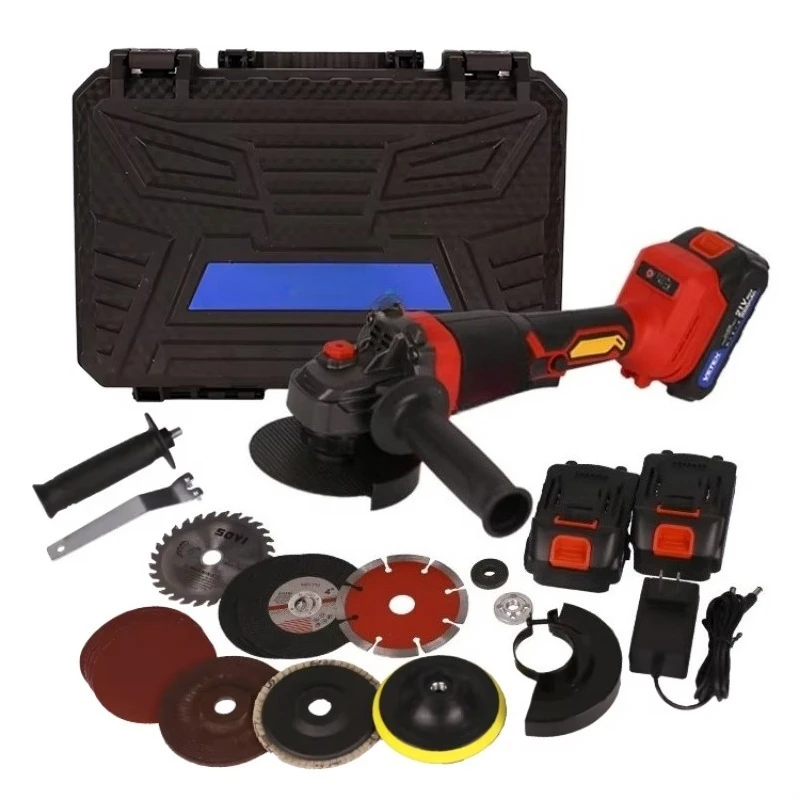 

Factory Wholesale Price 21V Brushless Motor 2000mAh Li-ion Battery Powered Cordless Angle Grinder With Multifunctional Discs