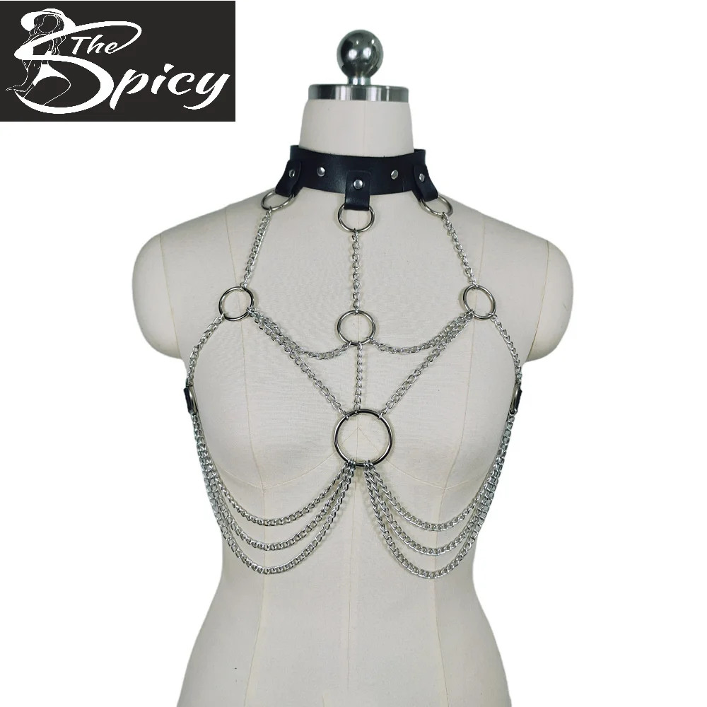 

Spicy Girls Sexy Body Chain Harness Women Goth Metal Rave Wear Festival Outfit Eco-Friendly Packing