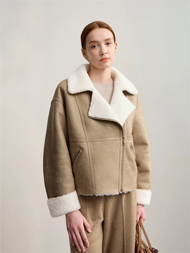 

AMII Women's Coat 2025 Winter New Warm All-wool Loose Fur Coats Woman Long Sleeves Zipper Solid Versatile Jacket Top 12554001