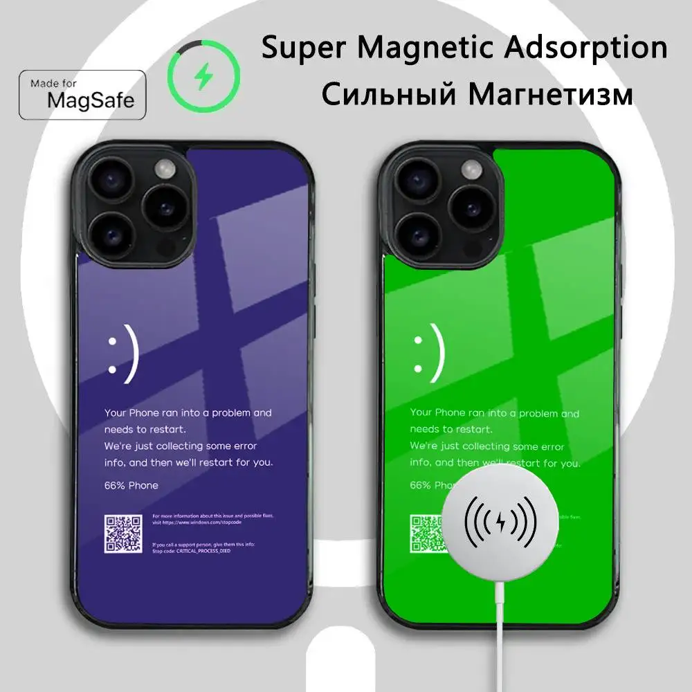 

Screen Failure Phone Case For iPhone 16 15 14 13 12 11 Plus,Pro,Max Mini Magsafe Magnetic Wireless Charging