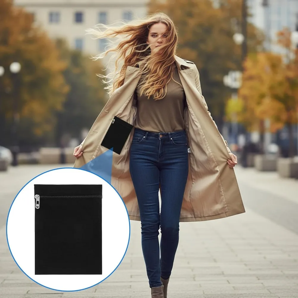 1/2pc Hand-sewn Canvas Zipper Storage Pouches,Travel Security Pockets,and Hidden Inner Pockets for Jackets,Suitable for Clothing