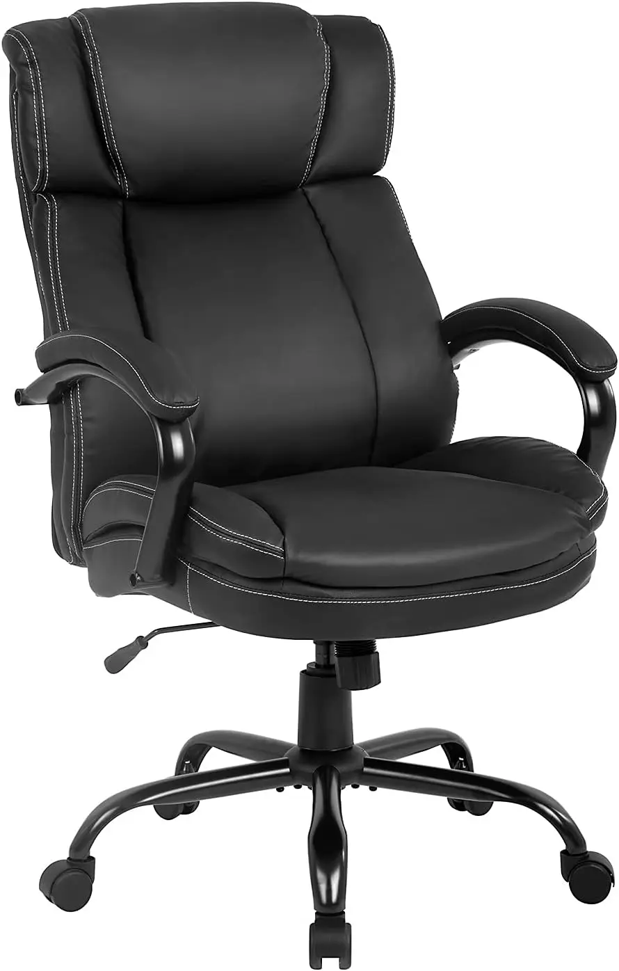 

Big and Tall Office Chair 500lbs Wide Seat Ergonomic PU Leather Desk Chair Adjustable Rolling Swivel Executive Computer Chair