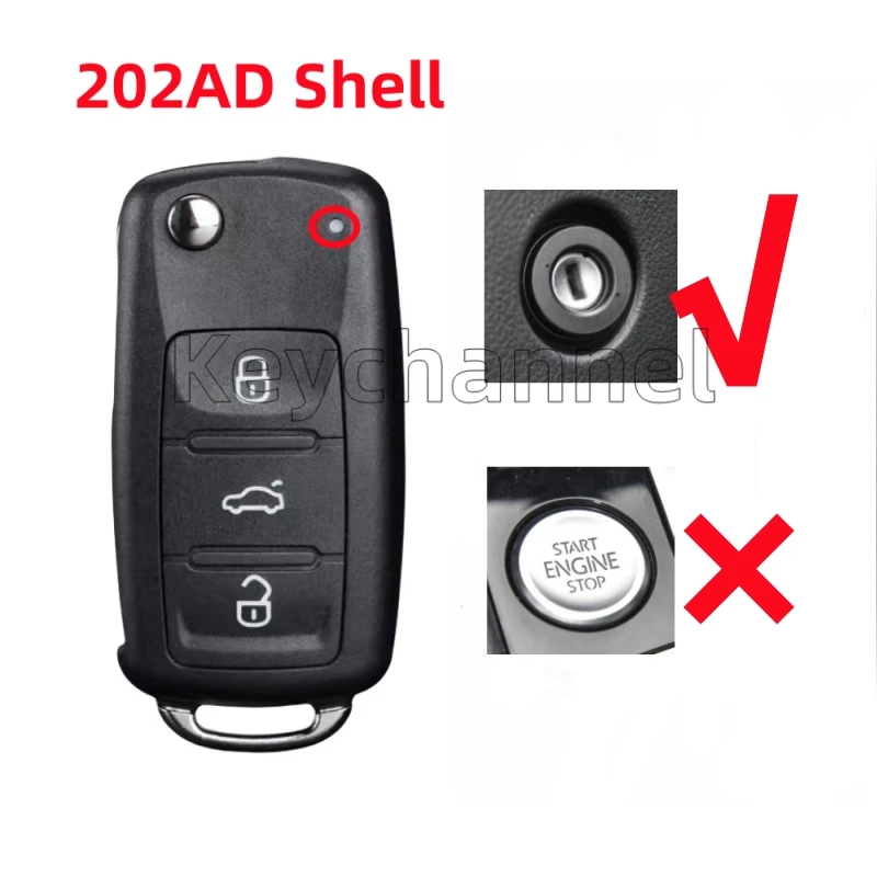 3 Tasten 202AD Autoschlüsselgehäuse modifiziert Golf 8 Style Flip Key Case für Golf Tiguan Polo Jetta Caddy Scirocco Skoda Octavia Seat