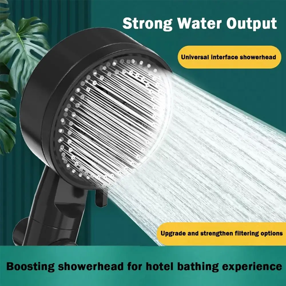 

10 Spray Modes High-Pressure Shower Head Black White Color One Touch Stop Handheld Showerhead Filter Function Fall Resistance