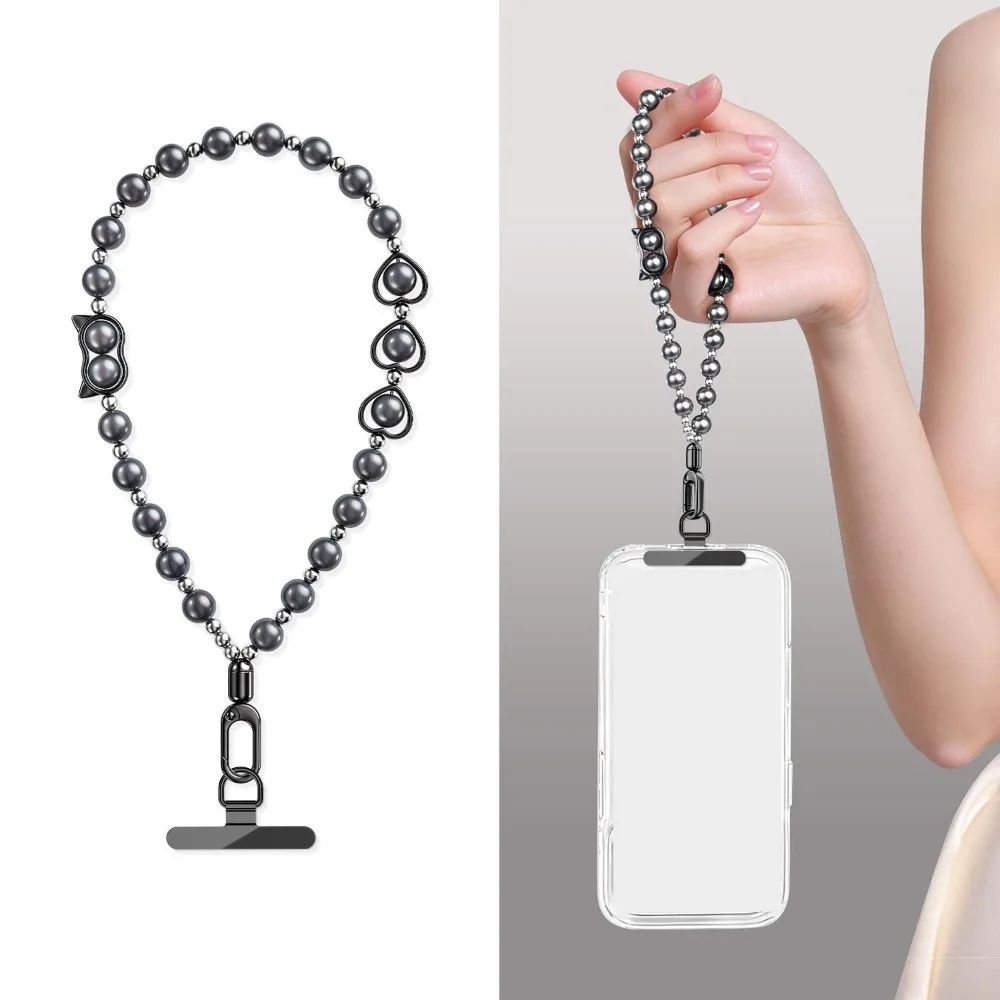 

Fashion Cat Head Beaded Phone Lanyard Handmade Heart Mobile Phone Chain Anti Loss Wrist Strap Cellphone Charm Christmas Present