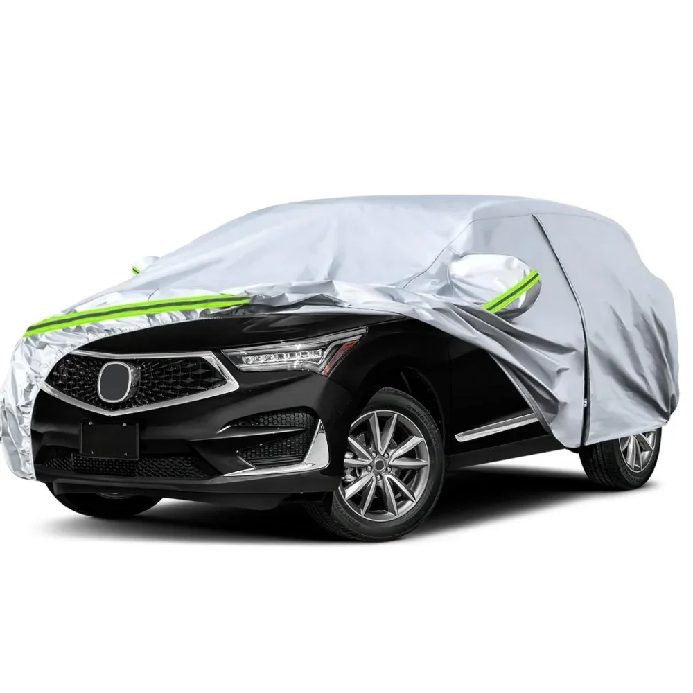 

Car Cover Replace For Acura RDX 2013-2024 Silver All Weather With Zipper Door Windproof Band for Snow Rain Dust Hail Protection