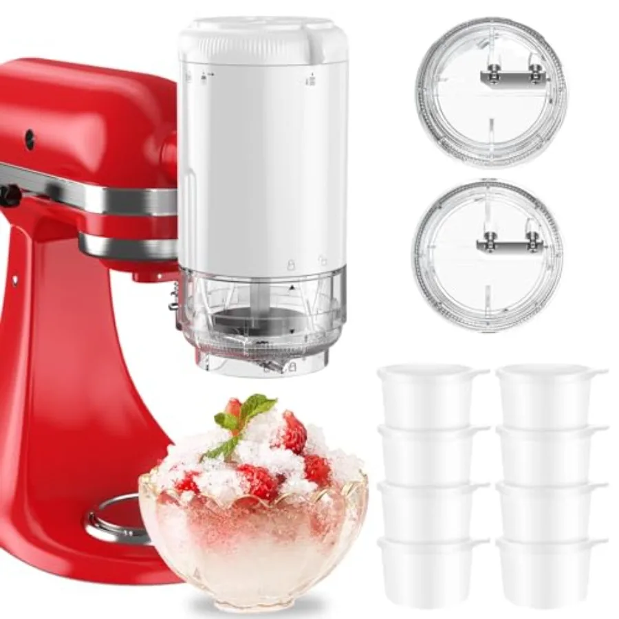 

Насадка для приготовления ледяной стружки для миксеров KitchenAid с 8 формами для льда, насадка-измельчитель льда, насадка для приготовления снежных конусов/снега с крупной крошкой