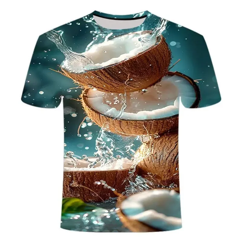 Summer Fashion Plant Vegetables Graphic T-shirt For Unisex Trend Casual Melon and Fruit Flowers 3D Printed Men Short Sleeve Tops