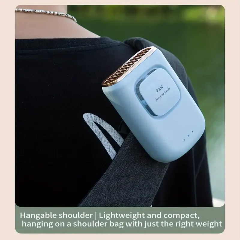 مروحة رقبة صغيرة محمولة قابلة لإعادة الشحن عبر USB للصيف والخارج والتخييم والمشي لمسافات طويلة والسفر والتبريد