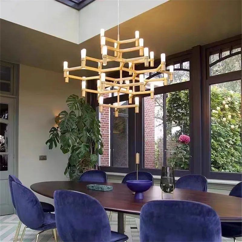 Crown Major Pendant lamp Nordic Tube chrome chandelier for Kitchen Hotel Living room Stairs Villa Luxury Designer Pendant light