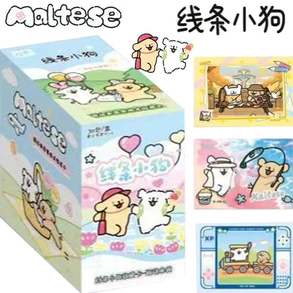 

Original Maltese Card Collection Cartoon Lovely Line Puppy Adventure Travel Daily SPR Drip Glue Card Periphery Kids Hobbies Gift