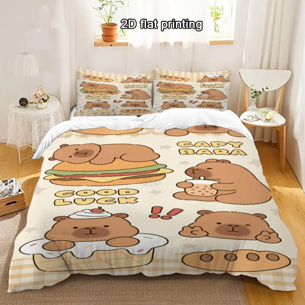 

Комплект постельного белья с капибарами, 3 предмета, с мультяшным принтом животных, пододеяльник, подарки для детей и подростков, декор для спальни, размер Twin/Single