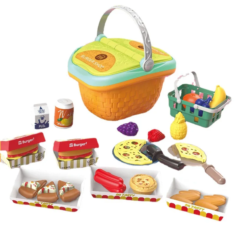 I bambini fanno finta di giocare a cestino da Picnic cibo frutta pane Dinking Pizza Basket per Picnic Playtime Gift for Girl